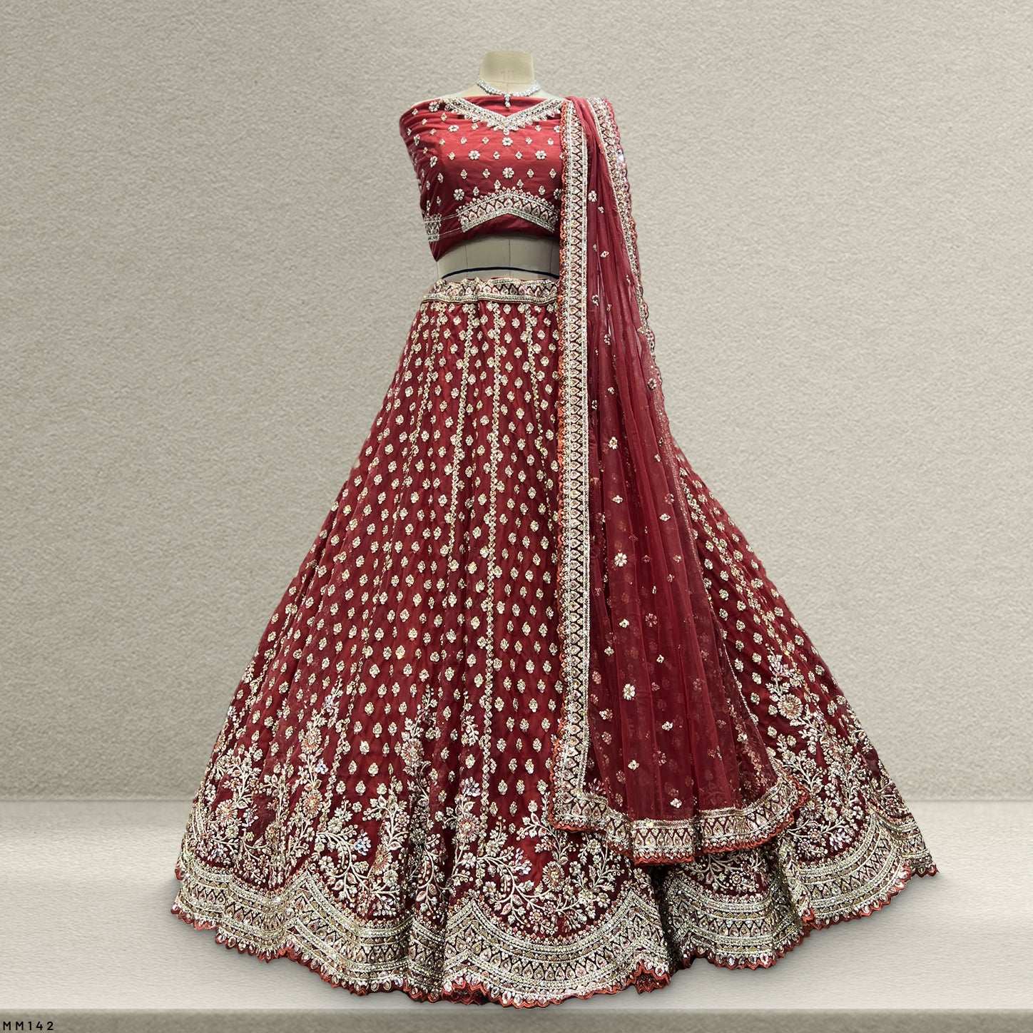 Jazzagals - The Modern 18 Kali Flared Lehenga for Reception for Bride Rust Orange