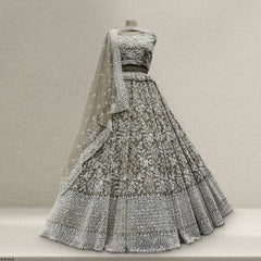 Jazzagals - Delicate Pearl Cutdana Handwork Couture Lehenga Sage Green