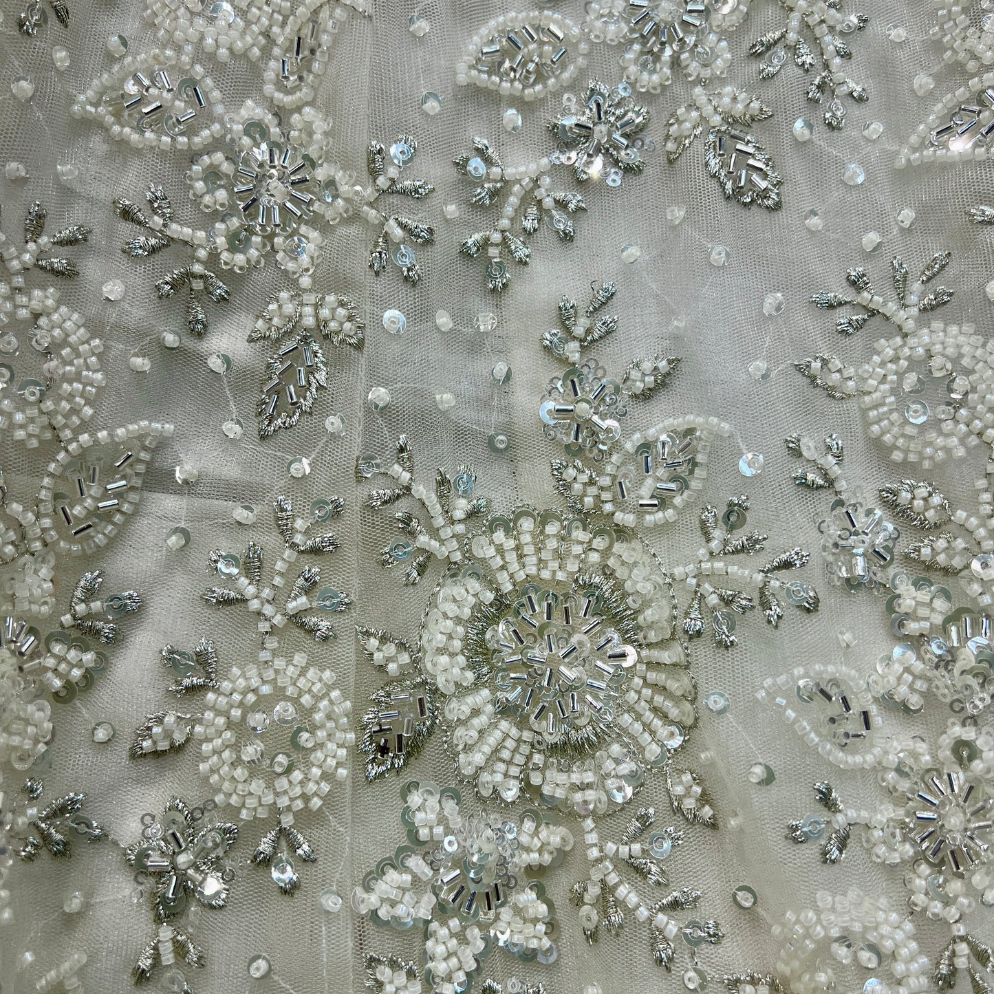 Jazzagals - Delicate Pearl Cutdana Handwork Couture Lehenga SeaShell White
