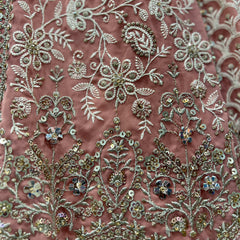Jazzagals - Lucknawi Work Partywear Georgette Lehenga Choli Peach