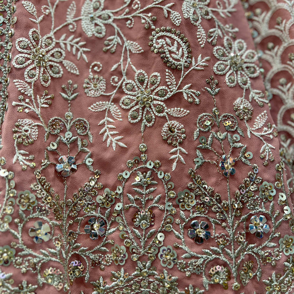 Jazzagals - Lucknawi Work Partywear Georgette Lehenga Choli Peach