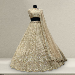 Jazzagals - Lucknawi Work Partywear Georgette Lehenga Choli Ivory