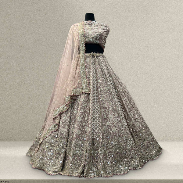 Jazzagals - Lucknawi Work Partywear Georgette Lehenga Choli Lilac