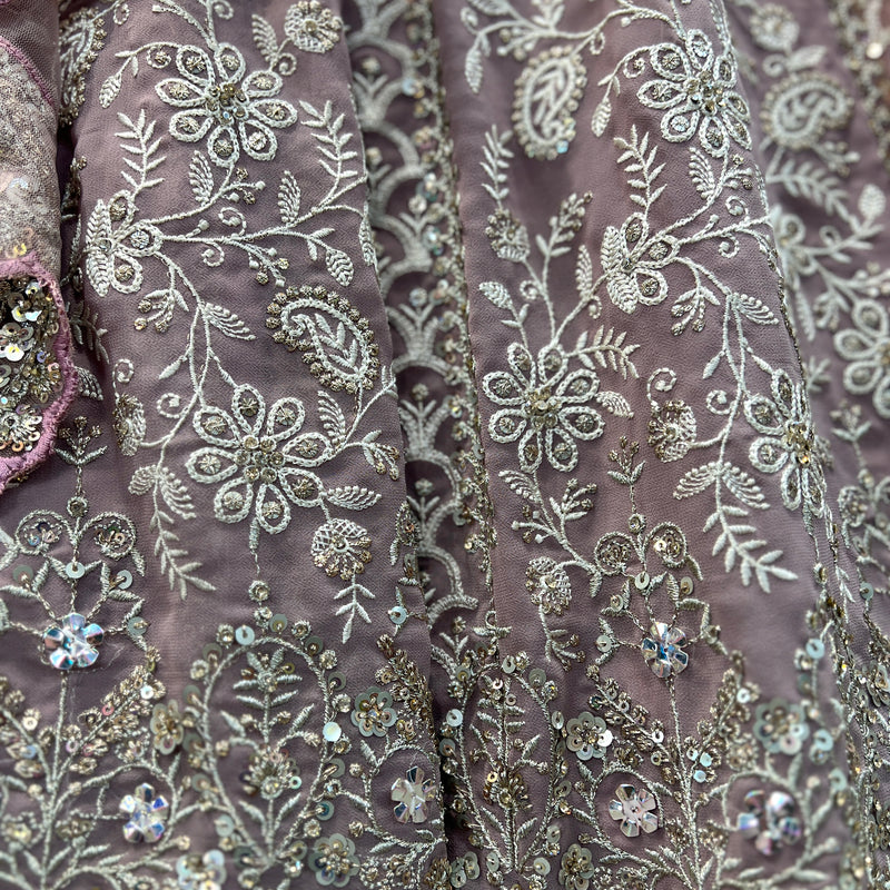 Jazzagals - Lucknawi Work Partywear Georgette Lehenga Choli Lilac