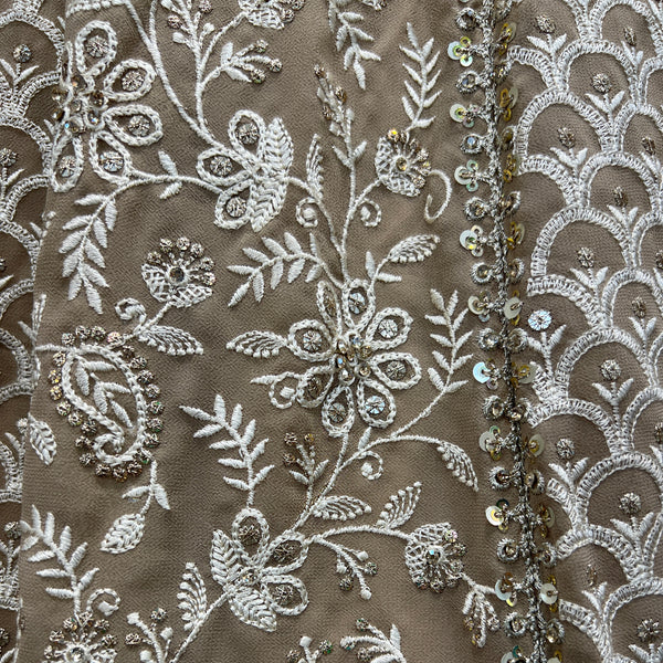 Jazzagals - Lucknawi Work Partywear Georgette Lehenga Choli Ivory