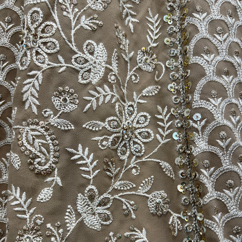 Jazzagals - Lucknawi Work Partywear Georgette Lehenga Choli Ivory