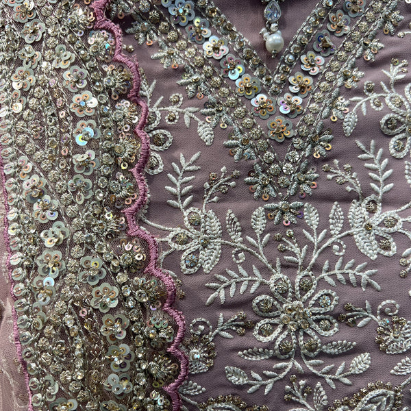 Jazzagals - Lucknawi Work Partywear Georgette Lehenga Choli Lilac