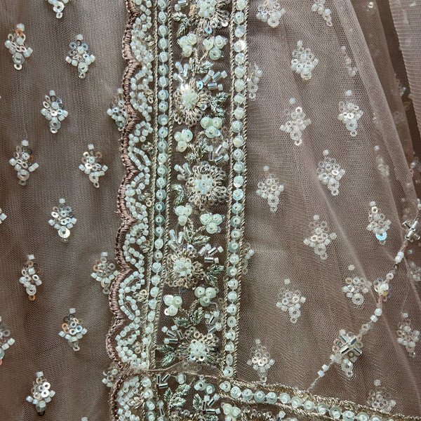 Jazzagals - Delicate Pearl Cutdana Handwork Couture Lehenga