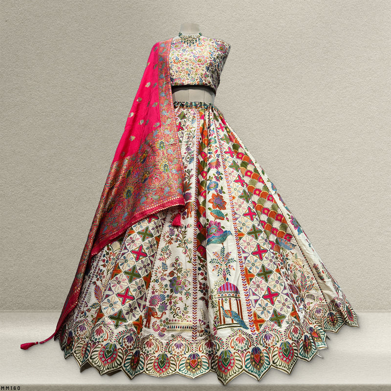 Gulaal - Multicolor Banarasi Silk Position Print Carnival Lehenga