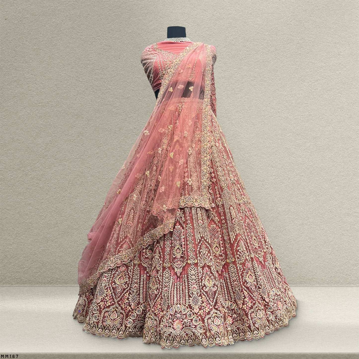 Cherry Blossom - Pink Reception Engagement Lehenga With Designer Blouse