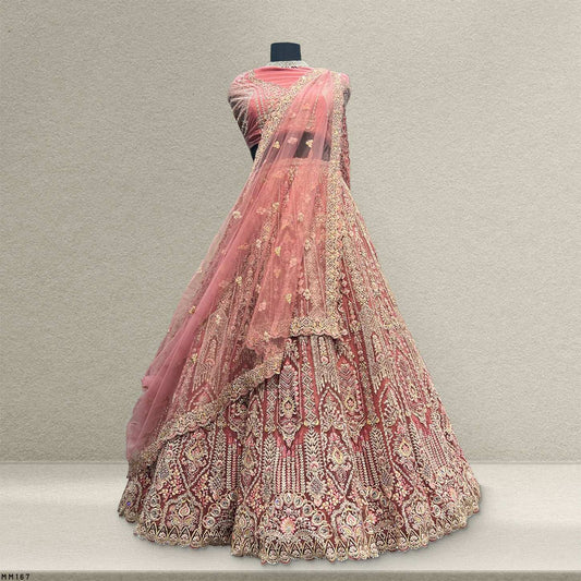 Cherry Blossom - Pink Reception Engagement Lehenga With Designer Blouse