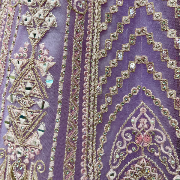 Cherry Blossom - Lilac Resham Mirror Lehenga With Designer Blouse