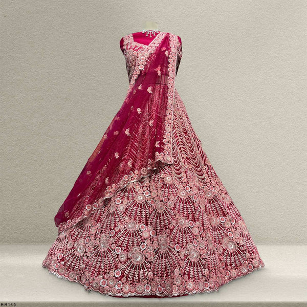 Cherry Blossom - Rani Pink Reception Engagement Lehenga With Designer Blouse