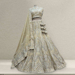 Cherry Blossom  -  Stone Mirror Work Engagement Sangeet Lehenga