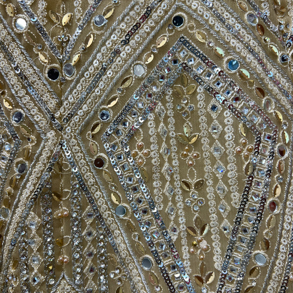 Cherry Blossom  -  Stone Mirror Work Engagement Sangeet Lehenga