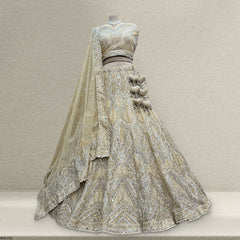 Cherry Blossom  -  Stone Mirror Work Engagement Sangeet Lehenga