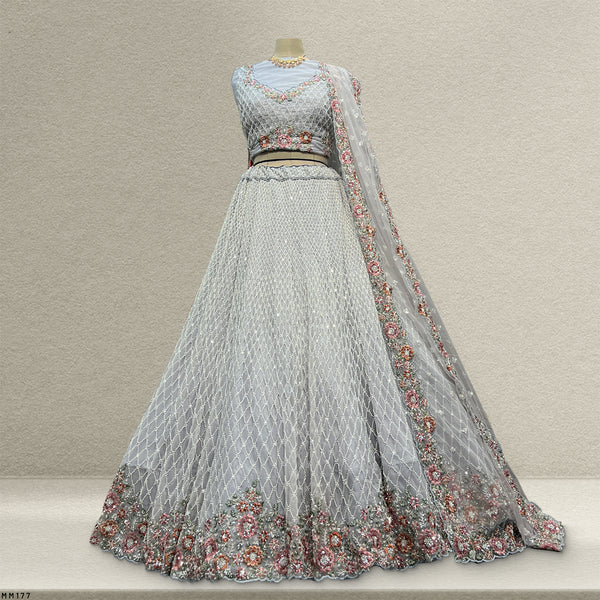 Jazzagals - Pearl Cutdana Handwork Lavender Lehenga w/h Heavy Dupatta
