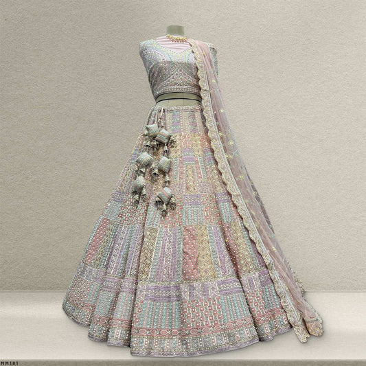 Cherry Blossom - Multi Color Reception Engagement Lehenga