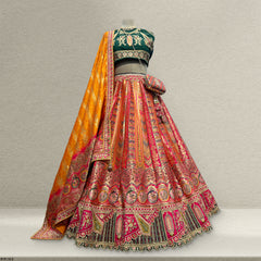 Shringaar: Multicolor Banarasi Lehenga with Heavy Border & Blouse