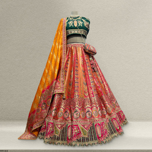 Shringaar: Multicolor Banarasi Lehenga with Heavy Border & Blouse