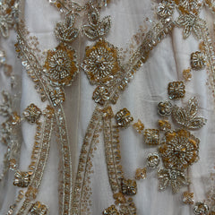Jazzagals - Golden Beads Cutdana Handwork Peachish Fish Lehenga