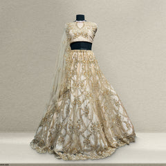 Jazzagals - Golden Beads Cutdana Handwork Peachish Fish Lehenga