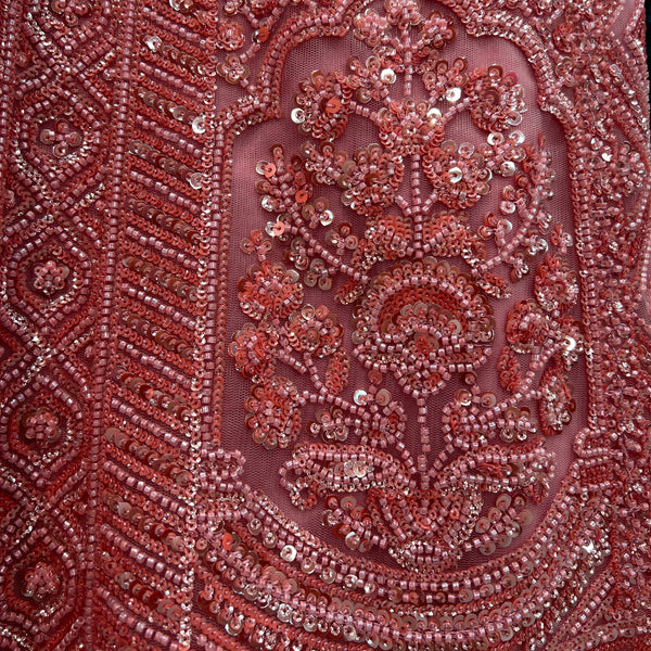 Jazzagals - Beads & Pearls Handwork Blush Pink Reception Lehenga