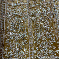 Jazzagals - Beads & Pearls Handwork Tissue Silk Ombre Reception Lehenga Gold