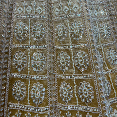 Jazzagals - Beads & Pearls Handwork Tissue Silk Ombre Reception Lehenga Gold