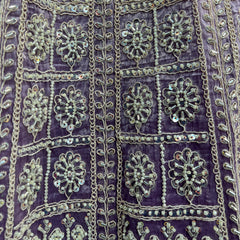 Jazzagals - Beads & Pearls Handwork Tissue Silk Ombre Reception Lehenga Lavender