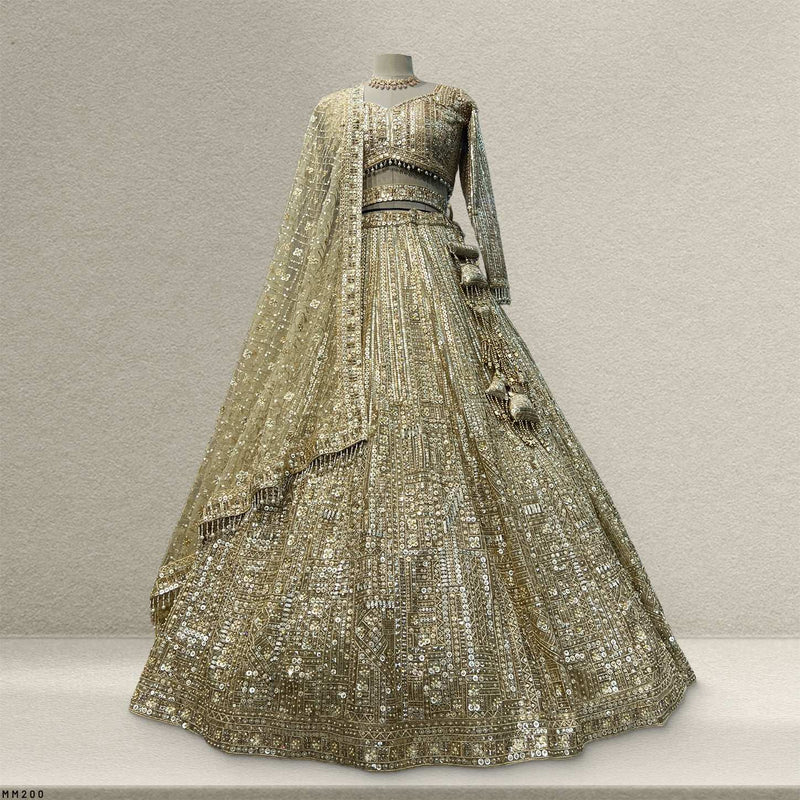 Celestial Collection: Ready-to-Wear Golden Reception and Sangeet Lehengas