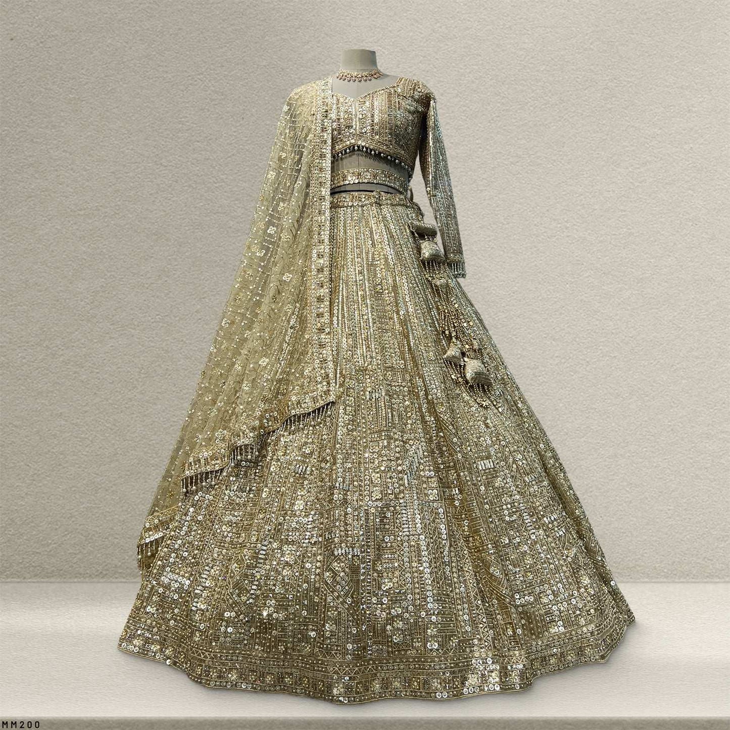 Celestial Collection: Ready-to-Wear Golden Reception and Sangeet Lehengas