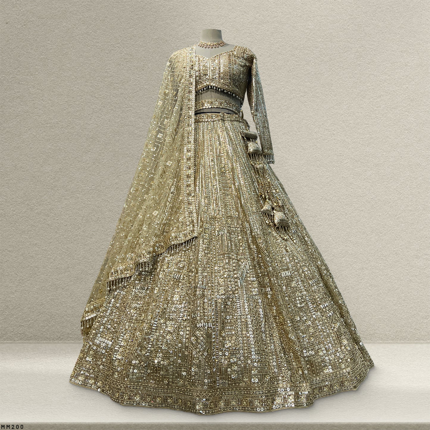 Celestial Collection: Ready-to-Wear Golden Reception and Sangeet Lehengas