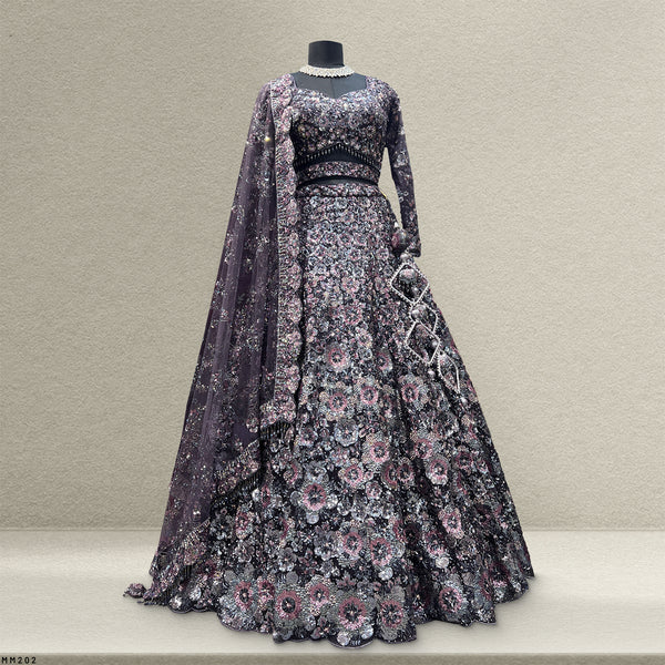 Celestial Collection: Ready-to-Wear Deep Purple Reception Designer Lehenga