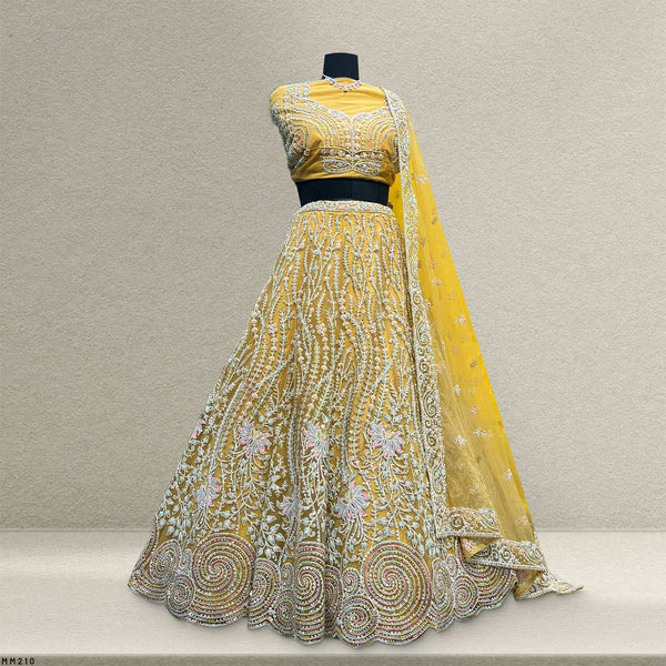 Cherry Blossom - Yellow Partywear Lehenga With Designer Blouse