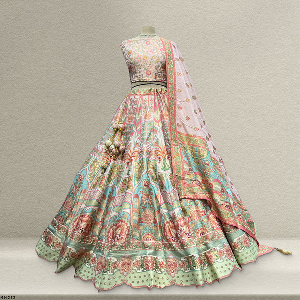 Gulaal - Multicolor Banarasi Silk Weaving Multicolor Carnival Lehenga