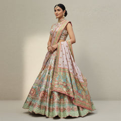 Gulaal - Multicolor Banarasi Silk Weaving Multicolor Carnival Lehenga