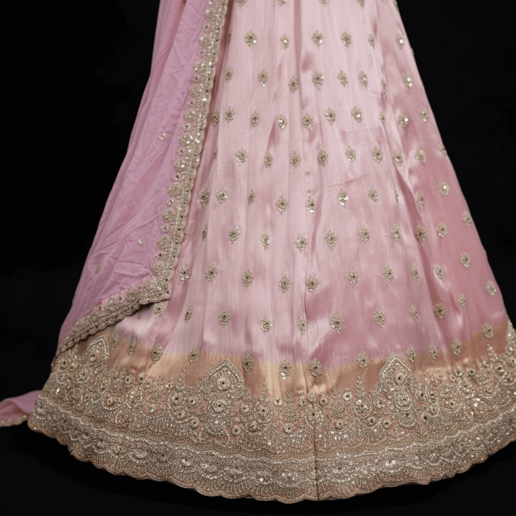 Damsel - Pure Viscose Silk Minimal Pattern Designer Lehenga