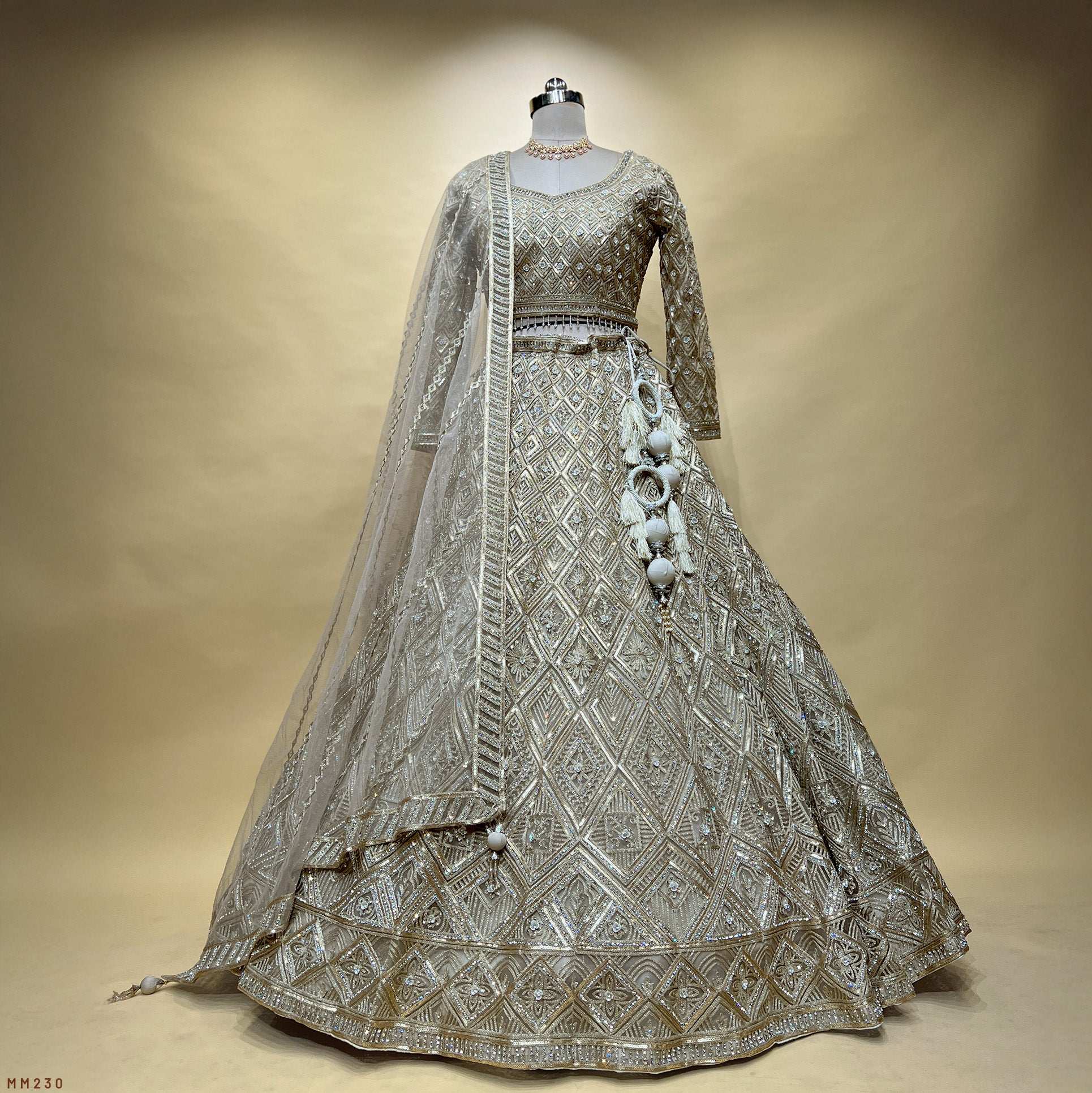 Celestial Collection: Ready-to-Wear Golden Reception and Sangeet Lehengas