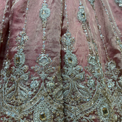 Damsel - Topaz Stone Setting Tissue Handwork Lehenga - Muted Salmon