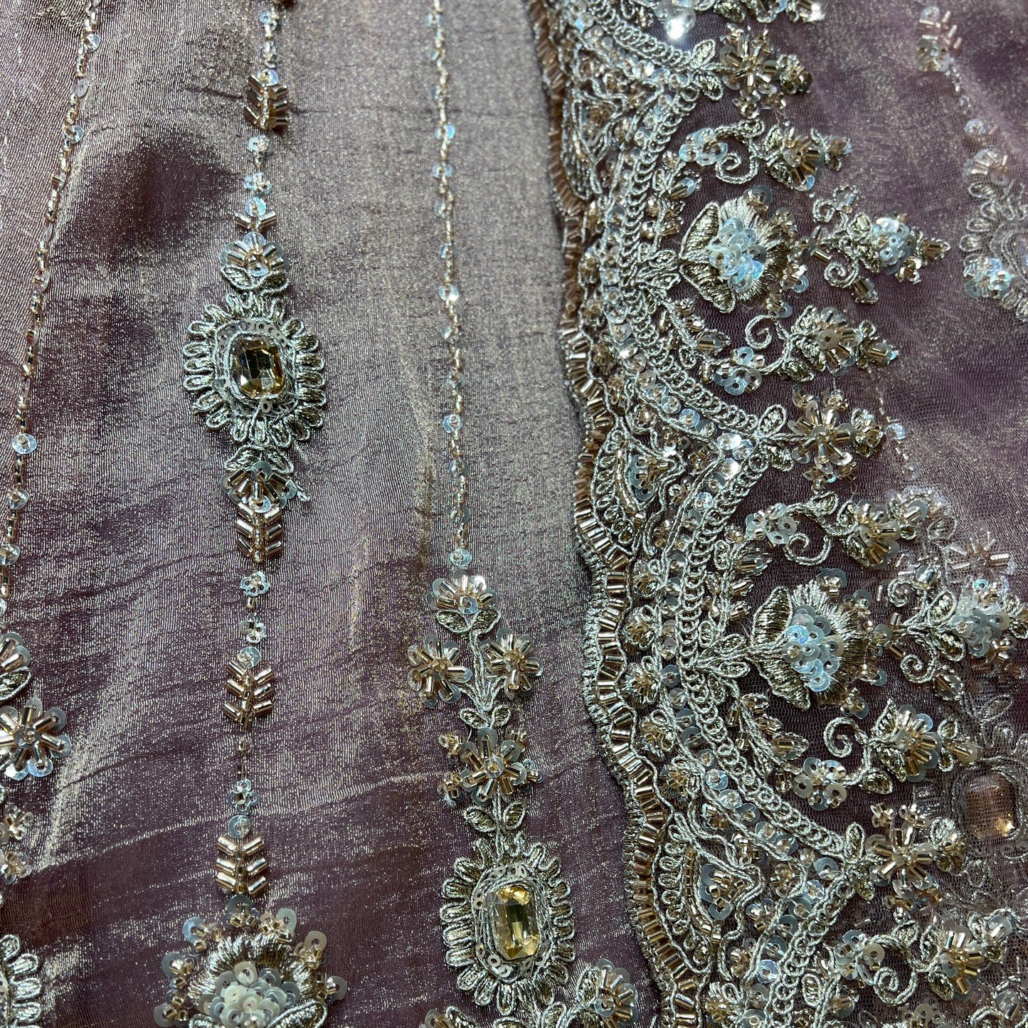Damsel - Topaz Stone Setting Tissue Handwork Lehenga - Dreamy Lilac