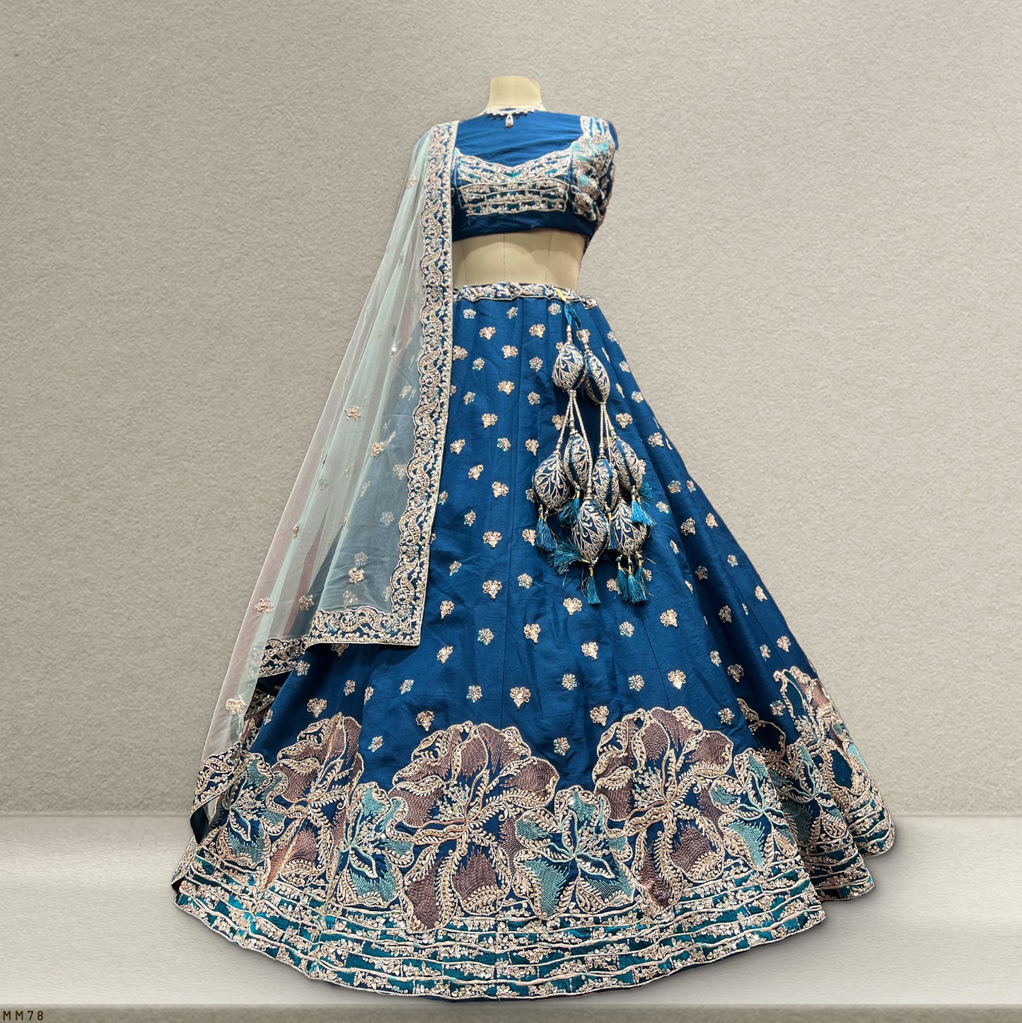 Designer Raw Silk Electric Blue Lehenga: Sabya-Inspired Royal Baggi Collection JMS Studio {{ Royal Red Bridal Lehenga}}