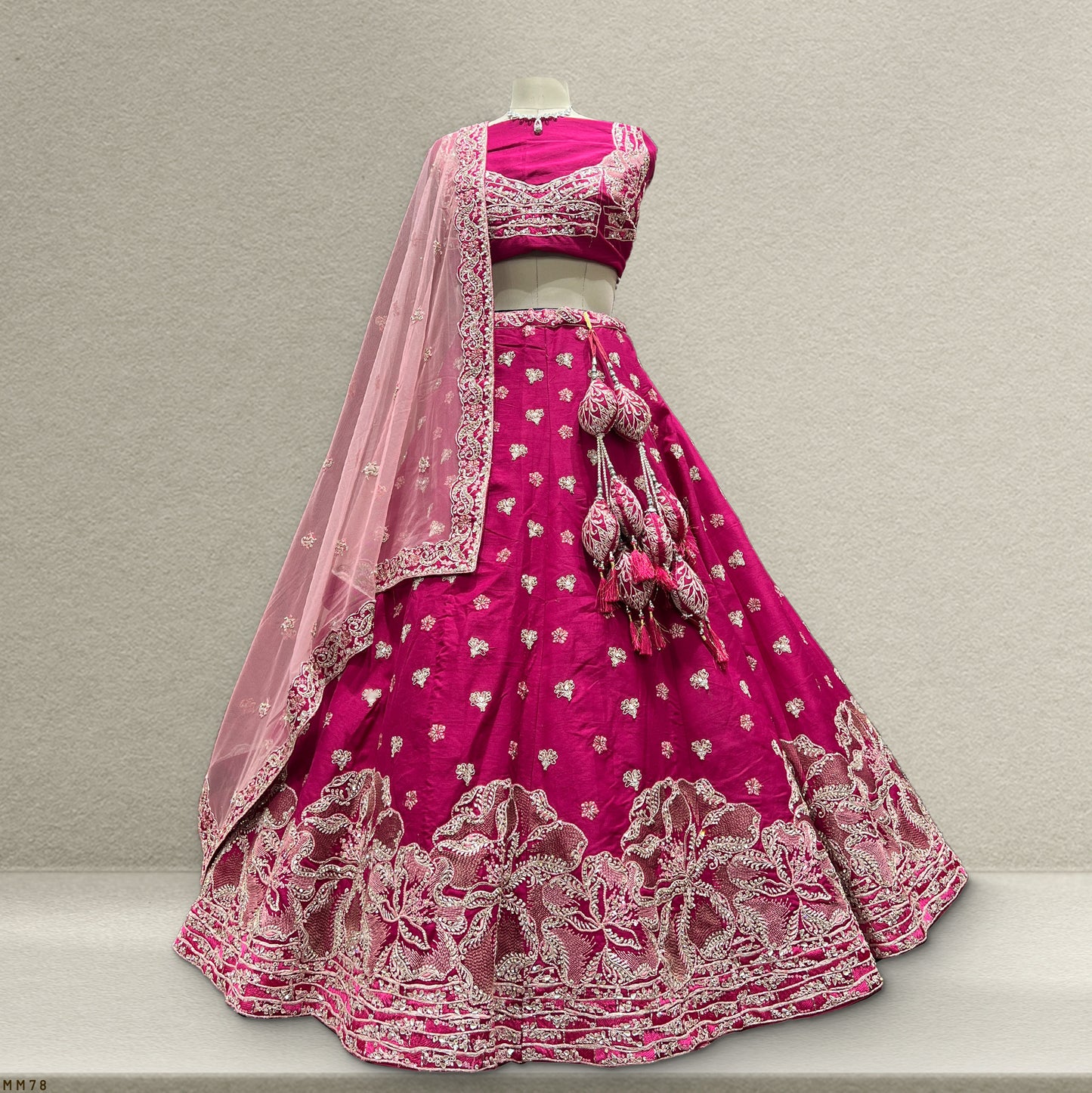 Designer Raw Silk Fusica Pink Lehenga: Sabya-Inspired Royal Baggi Collection JMS Studio {{ Royal Red Bridal Lehenga}}