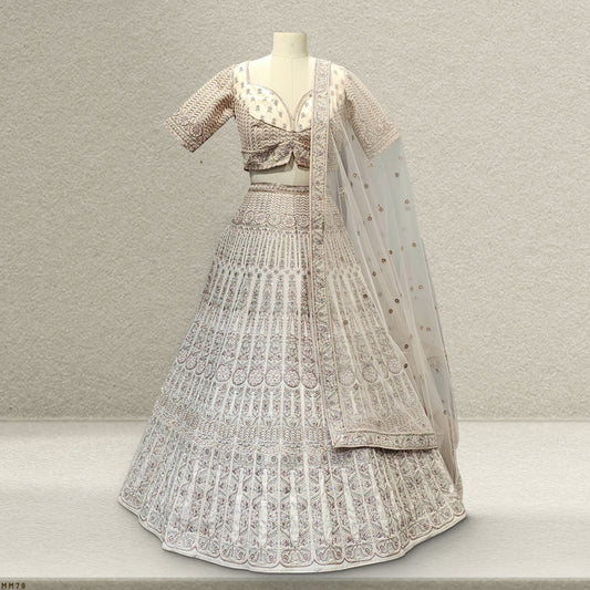 Rosé - Wedding Trousseau in Pastel Hues Off White Lehenga