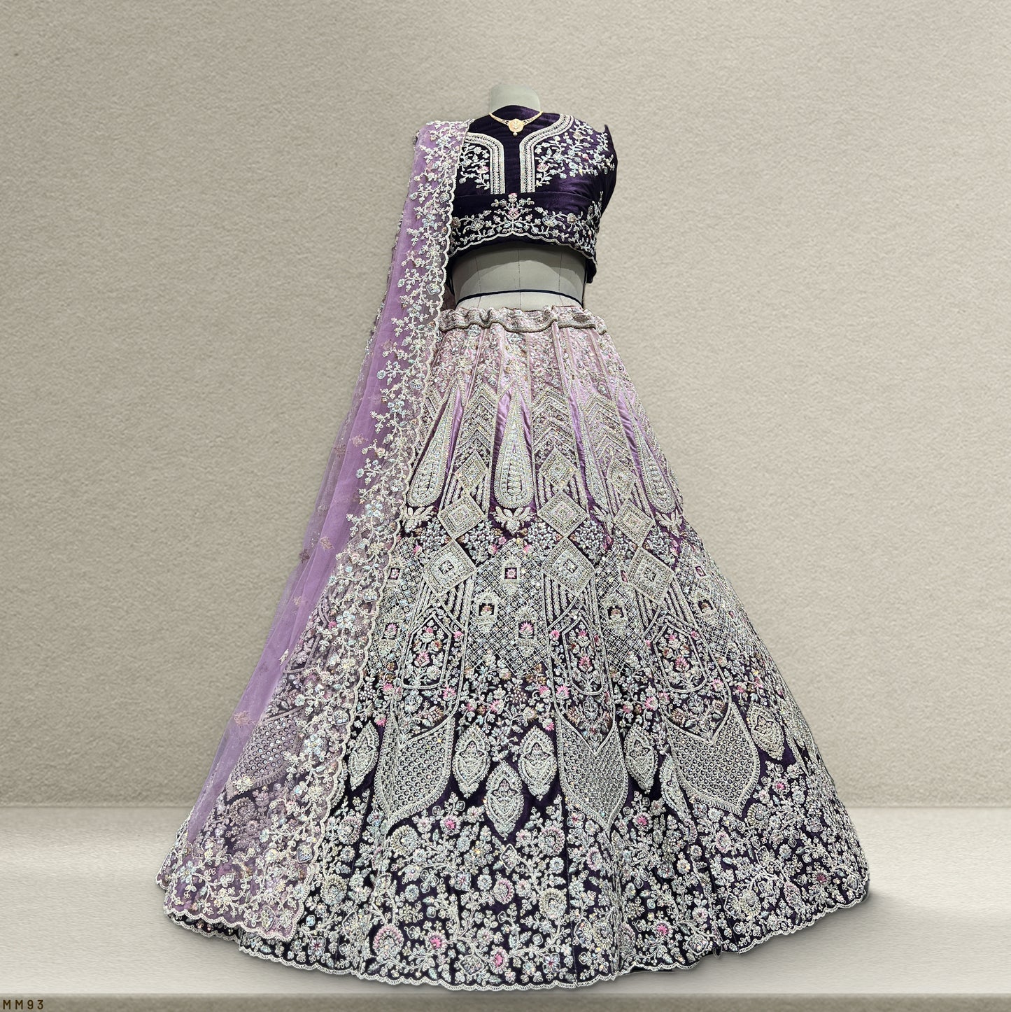 Rosé - Wedding Trousseau in Pastel Hues Ombre Lavender Lehenga