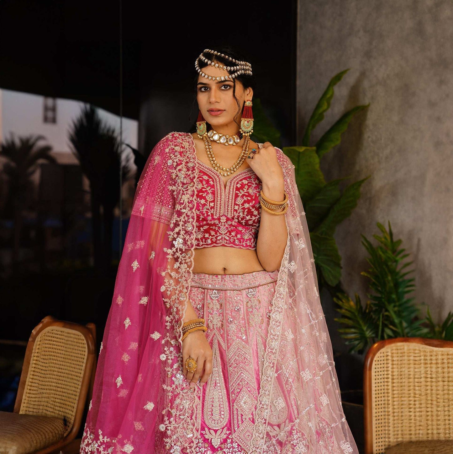 Rosé - Wedding Trousseau in Pastel Hues Ombre Pink Lehenga