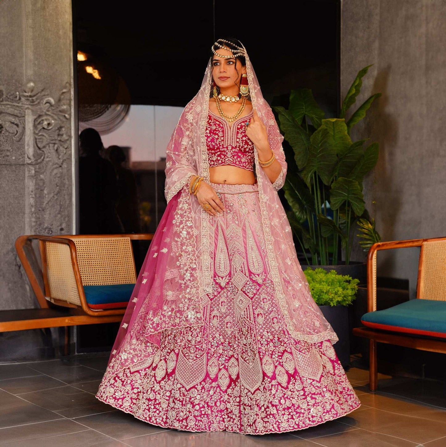 Rosé - Wedding Trousseau in Pastel Hues Ombre Pink Lehenga