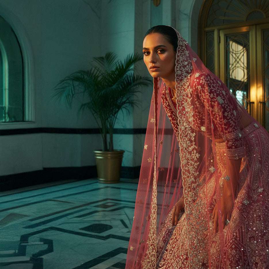 Rosé - Wedding Trousseau in Pastel Hues Pink Ombre Lehenga