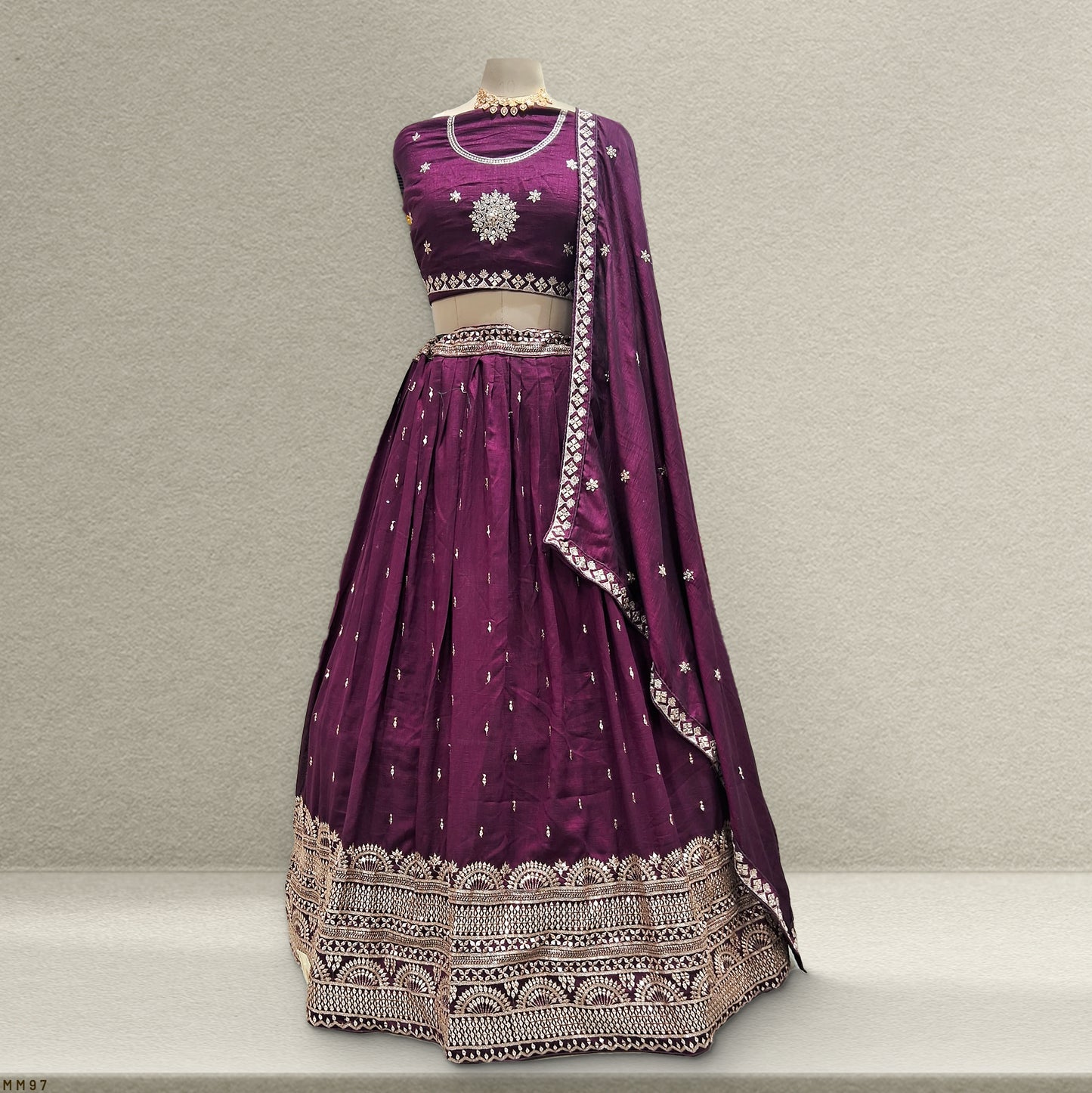 Aisha - Gorgeous Partywear Chinon Silk Lehenga