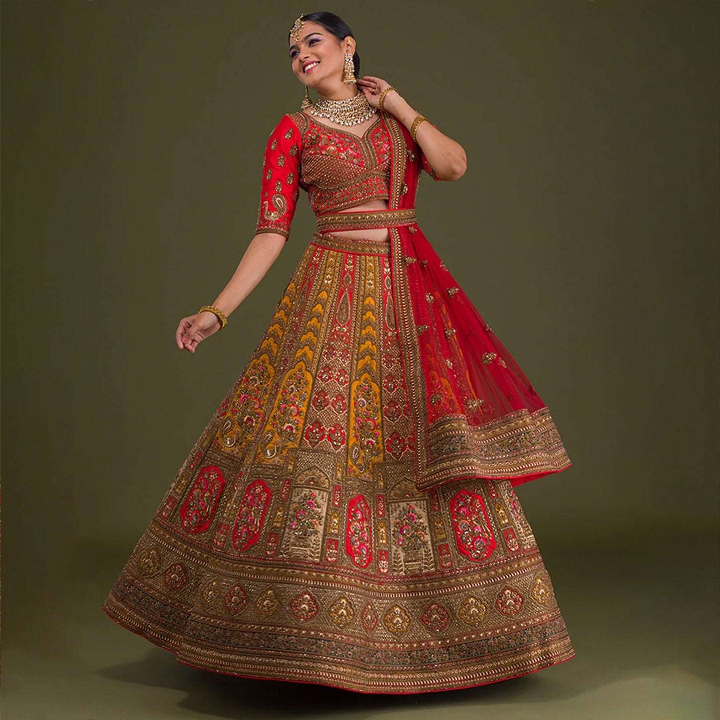 Amrapali - The Royal Rajwadi Bridal Lehenga JMS Studio {{ Royal Red Bridal Lehenga}}